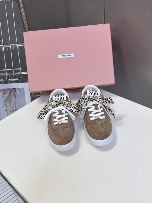 Miu Miu Women's Brown Suede Sneakers with Leopard Laces - Size 35-40 1 Miu Miu Women's Brown Suede Sneakers with Leopard Laces - Size 35-40