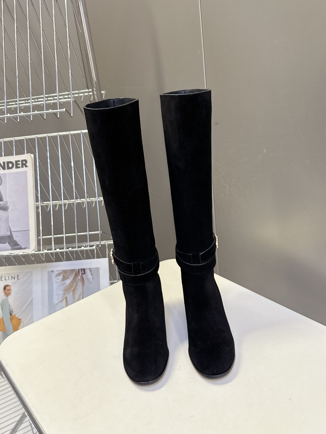 Celine Women's Black Leather Heeled Knee High Fashion Boots 3 cmp i1758196949386 4624 0 0