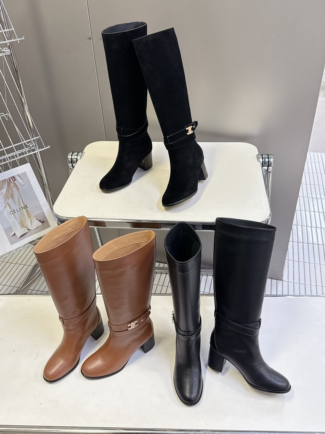 Elegant Women's Knee High Boots with Buckle Detail