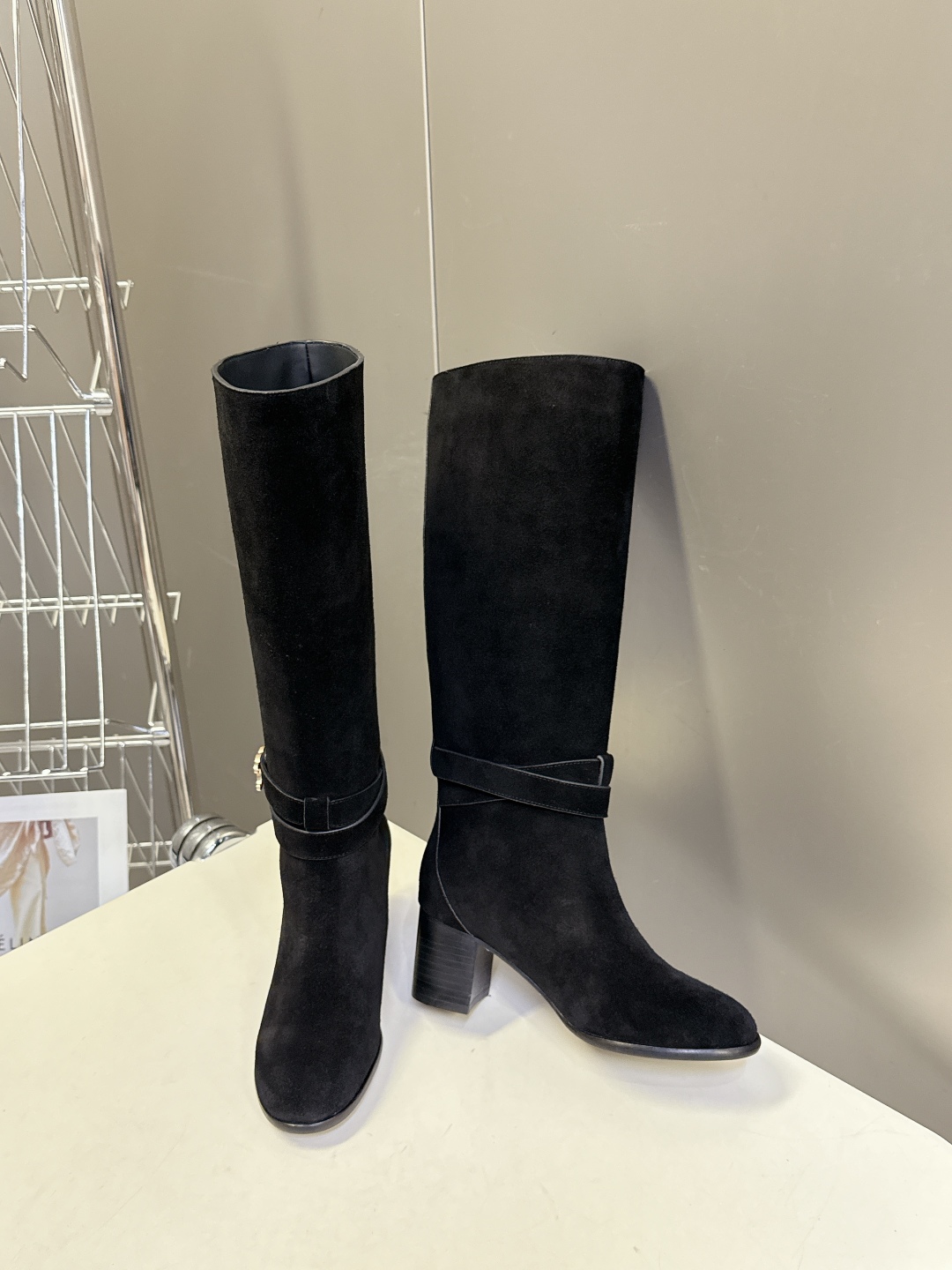 Celine Women's Black Leather Heeled Knee High Fashion Boots 5 cmp i1758196997647 5641 0 2