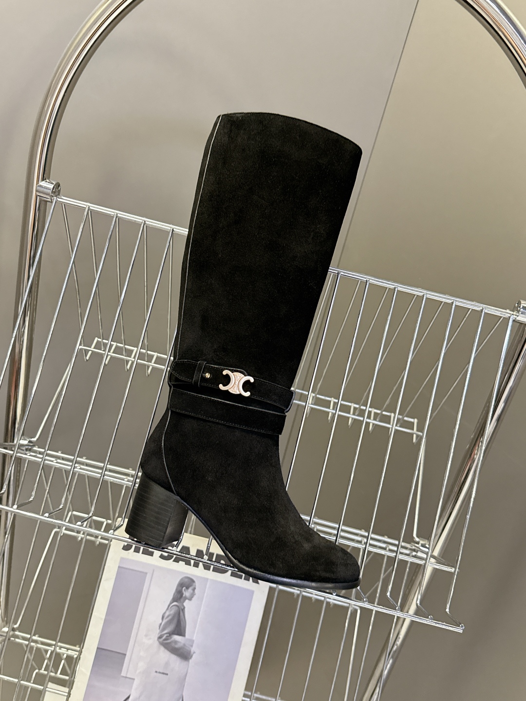 Celine Women's Black Leather Heeled Knee High Fashion Boots 2 cmp i1758196997650 6429 0 4