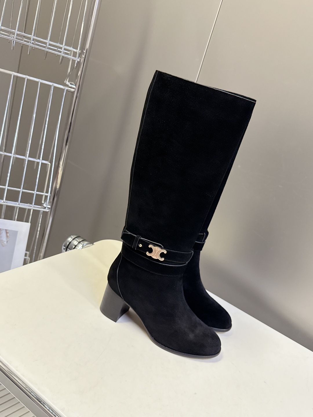 Celine Women's Black Leather Heeled Knee High Fashion Boots 4 cmp i1758196997662 8189 0 1