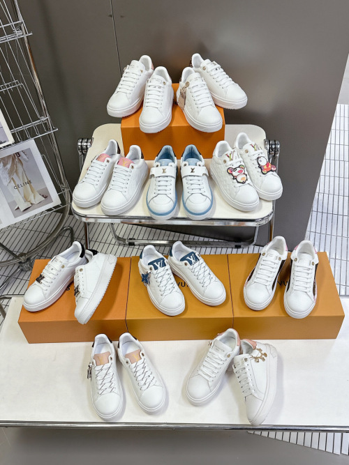 Louis Vuitton Women's White Leather Low-Top Sneakers Casual Fashion Shoes 1 Louis Vuitton Women's White Leather Low-Top Sneakers Casual Fashion Shoes
