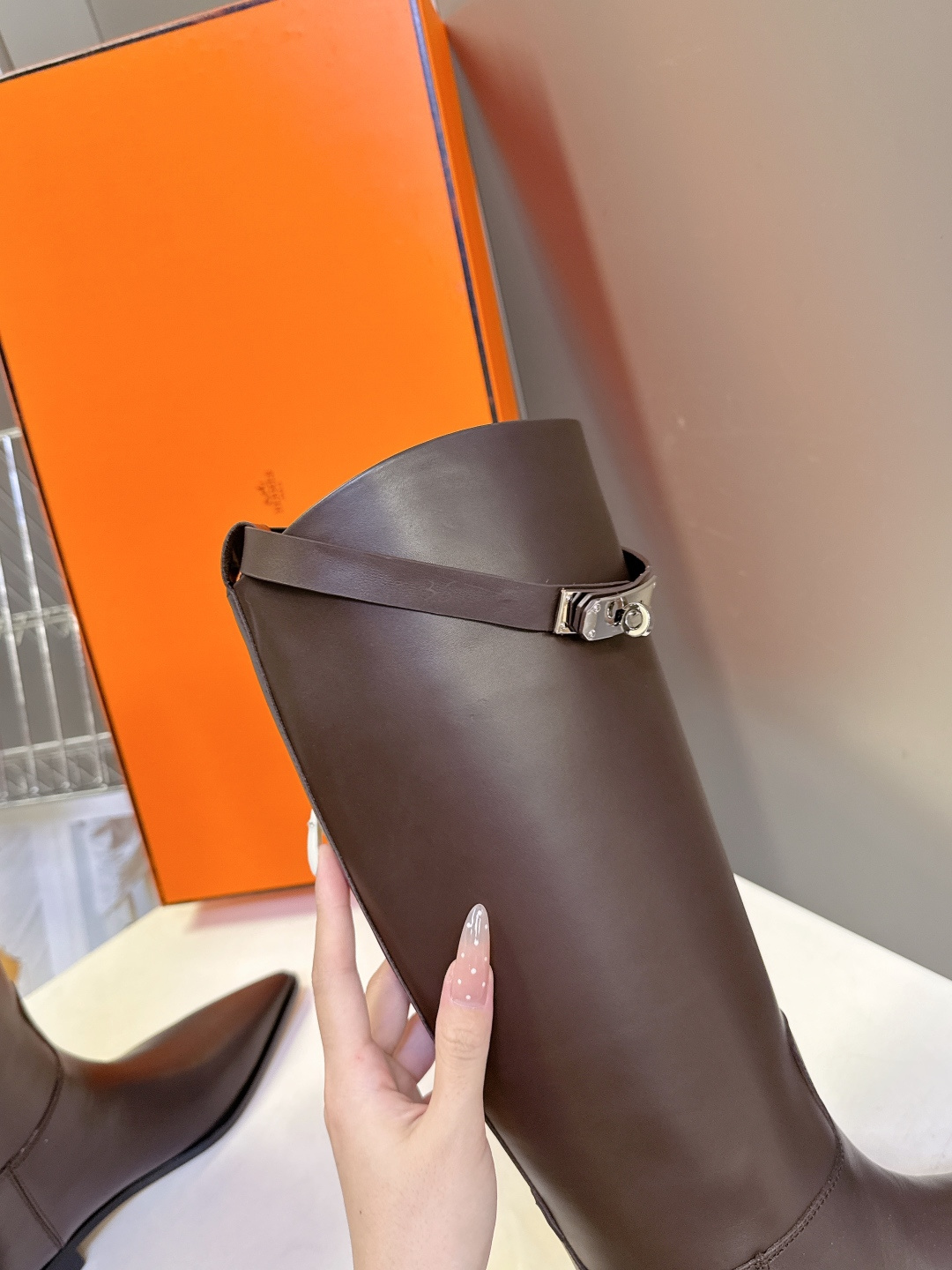 顶级代购版HERMES爱马仕kelly尖头骑士靴 超多明星网红种草 经典中的经典 面料进口意大利饮奶小牛