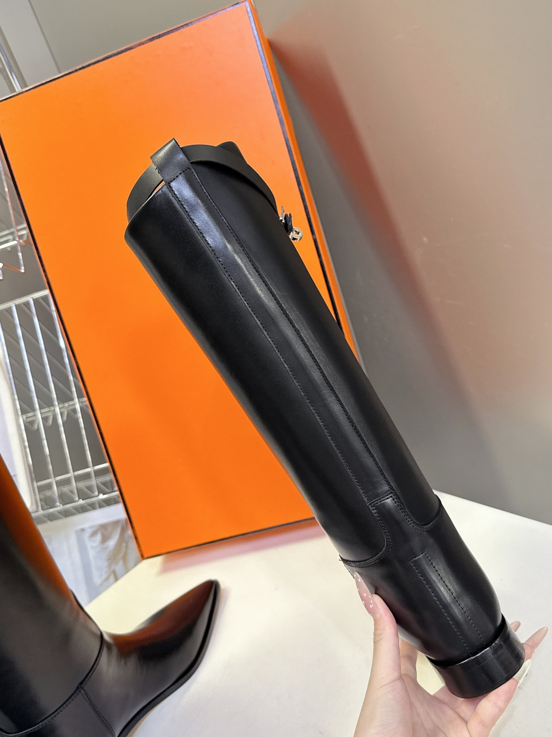 顶级代购版HERMES爱马仕kelly尖头骑士靴 超多明星网红种草 经典中的经典 面料进口意大利饮奶小牛