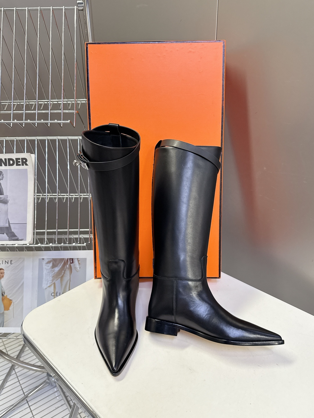 顶级代购版HERMES爱马仕kelly尖头骑士靴 超多明星网红种草 经典中的经典 面料进口意大利饮奶小牛