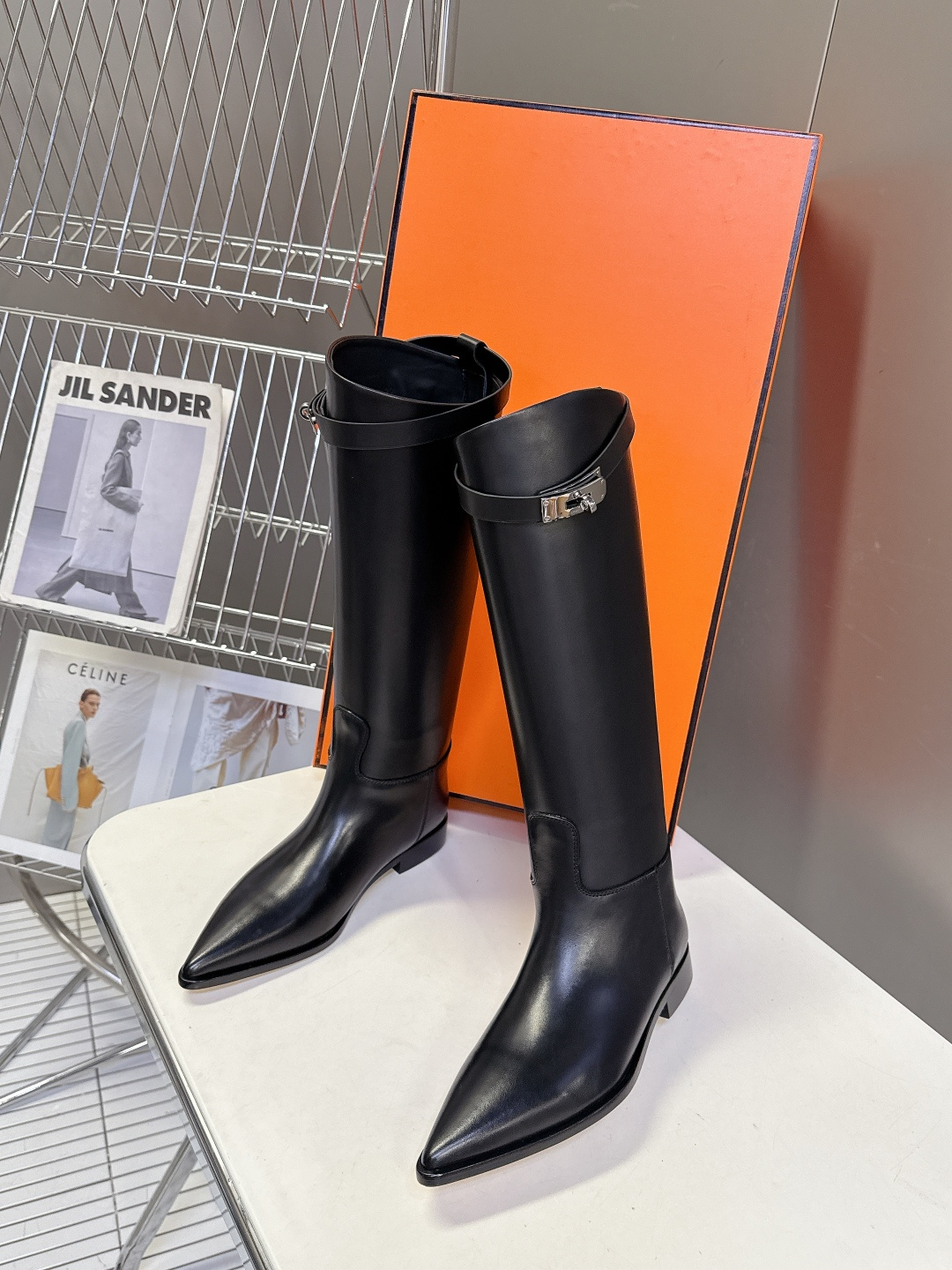 顶级代购版HERMES爱马仕kelly尖头骑士靴 超多明星网红种草 经典中的经典 面料进口意大利饮奶小牛