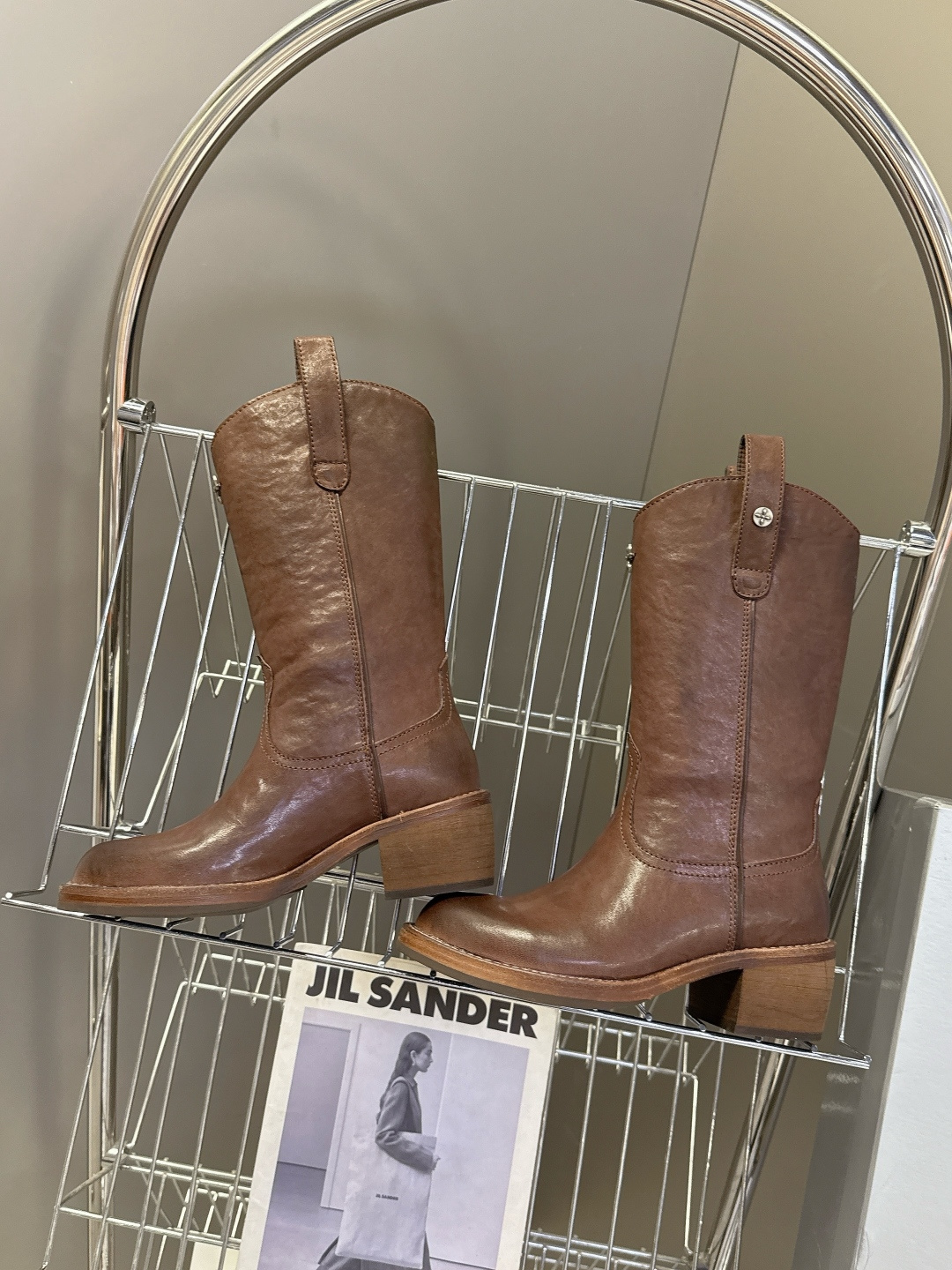 SMFK潮牌十字架秋冬最新款水洗皮鞋 牛仔靴 短靴超多明星网红种草 简约的设计 十字架logo点缀 品牌