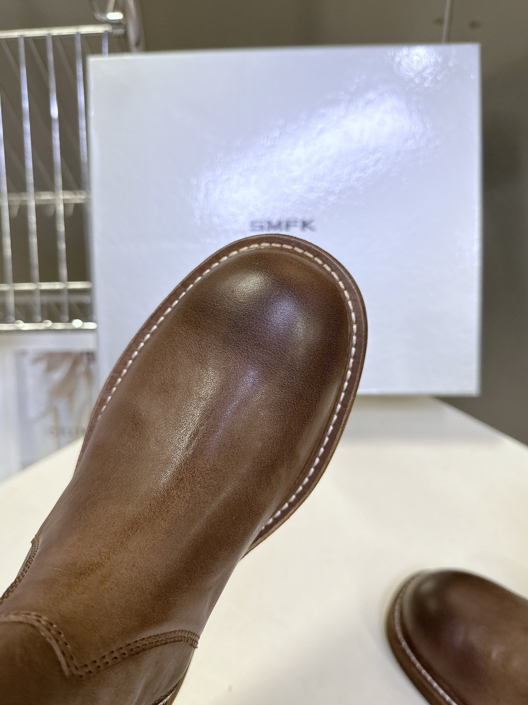 SMFK潮牌十字架秋冬最新款水洗皮鞋 牛仔靴 短靴超多明星网红种草 简约的设计 十字架logo点缀 品牌