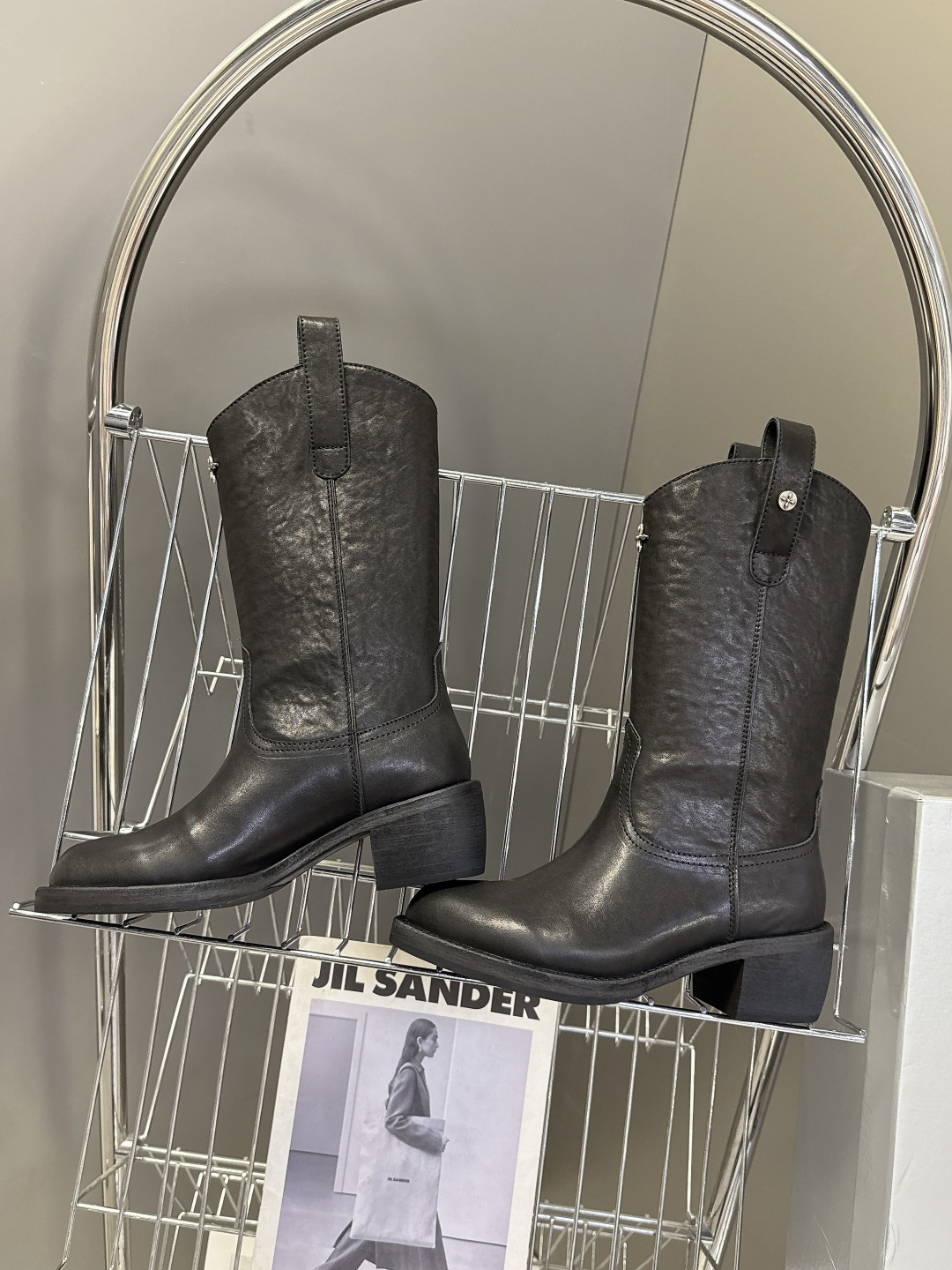 SMFK潮牌十字架秋冬最新款水洗皮鞋 牛仔靴 短靴超多明星网红种草 简约的设计 十字架logo点缀 品牌