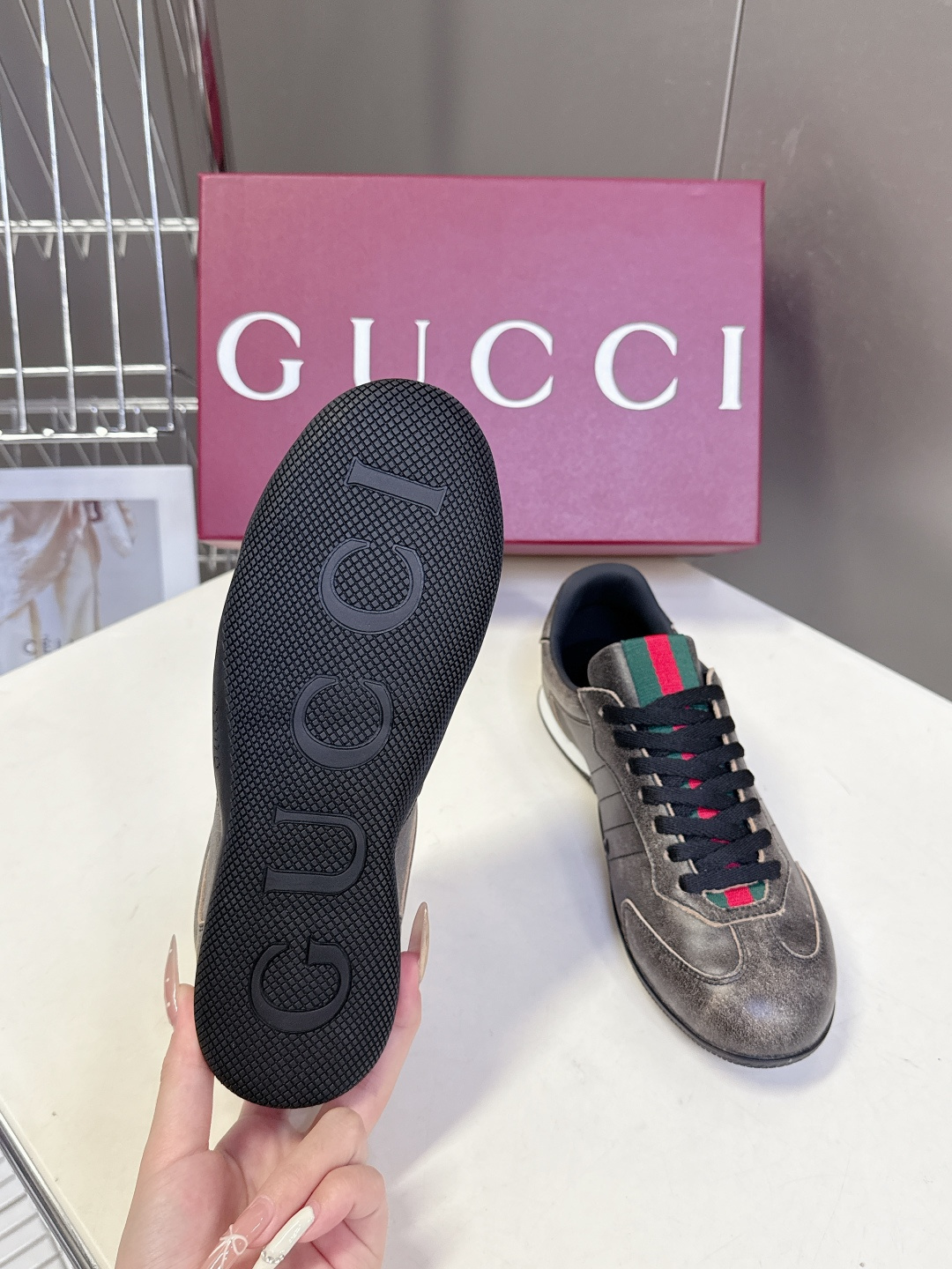 男装➕10 Gucci古驰Shift系列情侣款运动鞋系带休闲德训鞋超多明星网红种草 Gucci Shif