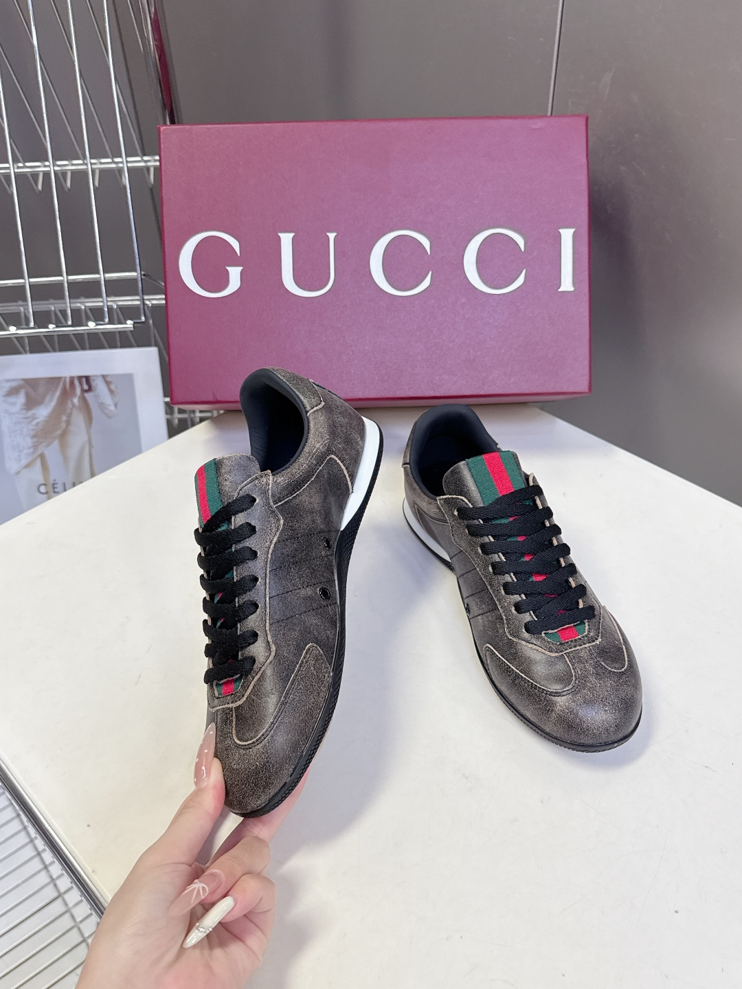 男装➕10 Gucci古驰Shift系列情侣款运动鞋系带休闲德训鞋超多明星网红种草 Gucci Shif