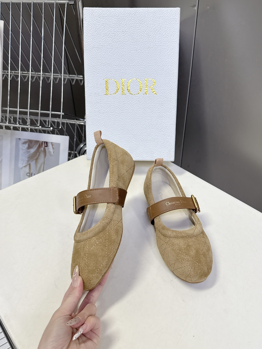 Dior迪奥2026春夏最新款 玛丽珍 芭蕾舞鞋 超多明星网红种草 芭蕾鞋经典的迪奥藤格纹元素 罗纹带子