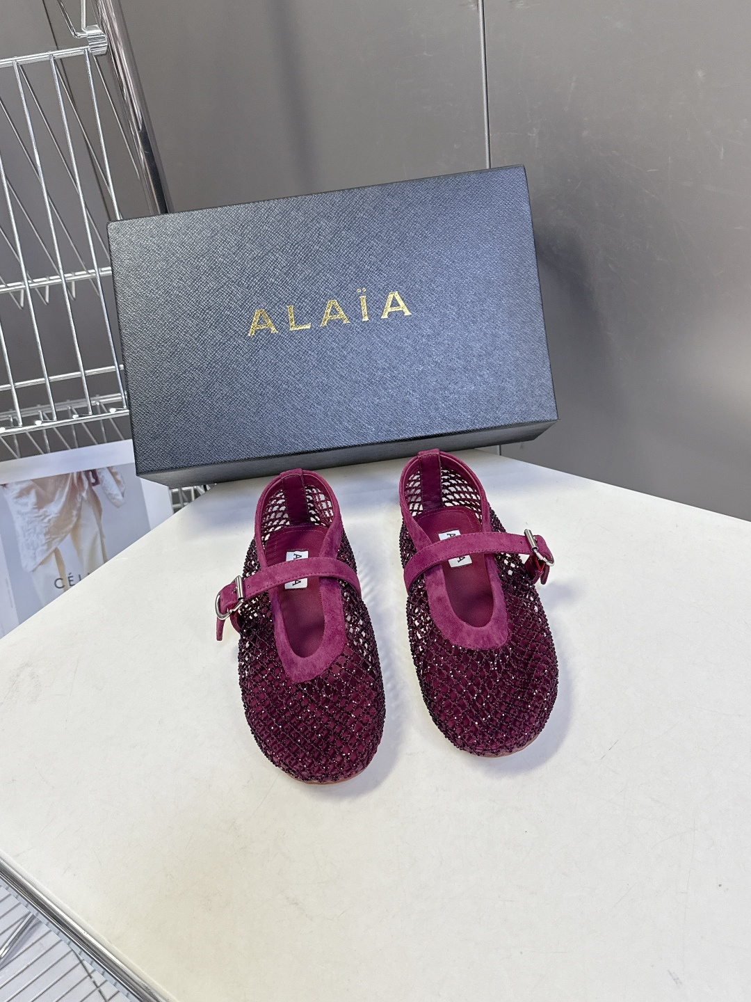 Alaia阿莱亚春夏最新款渔网水晶 平底芭蕾舞鞋 玛丽珍鞋 超多明星网红种草 Alaia水晶渔网芭蕾舞鞋