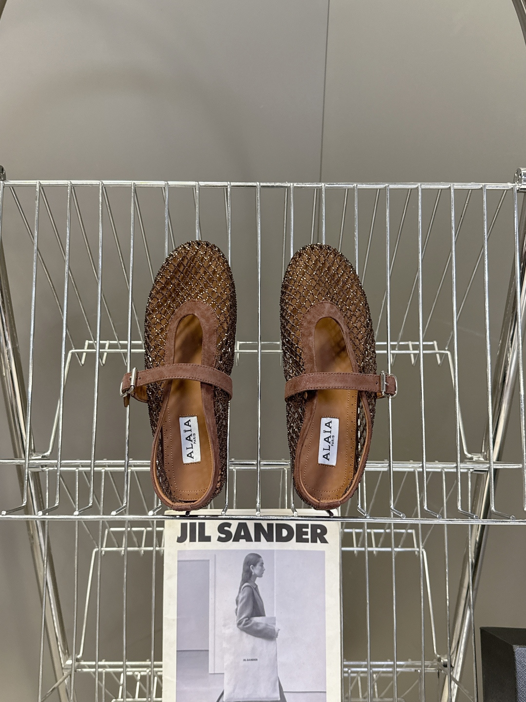 Alaia阿莱亚春夏最新款渔网水晶 平底芭蕾舞鞋 玛丽珍鞋 超多明星网红种草 Alaia水晶渔网芭蕾舞鞋