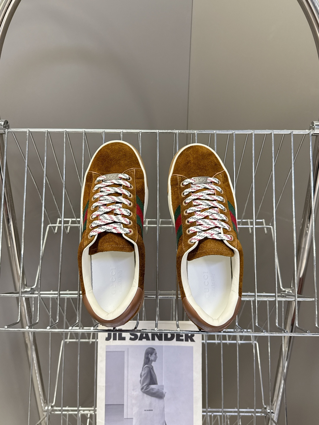 Gucci古驰2026春夏最新款休闲鞋 运动鞋 超多明星网红种草 经典棕色帆布+皮革拼接 侧面红绿条纹超