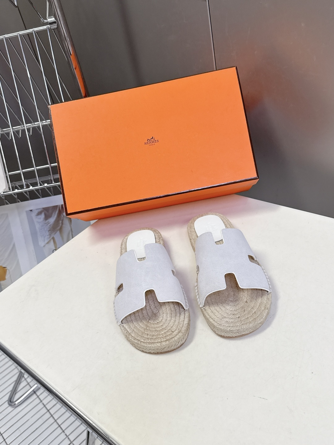 HERMES爱马仕春夏最新情侣款Antigua草编鞋 H拖鞋 超多明星网红种草 夏天必备 麂皮山羊皮草编