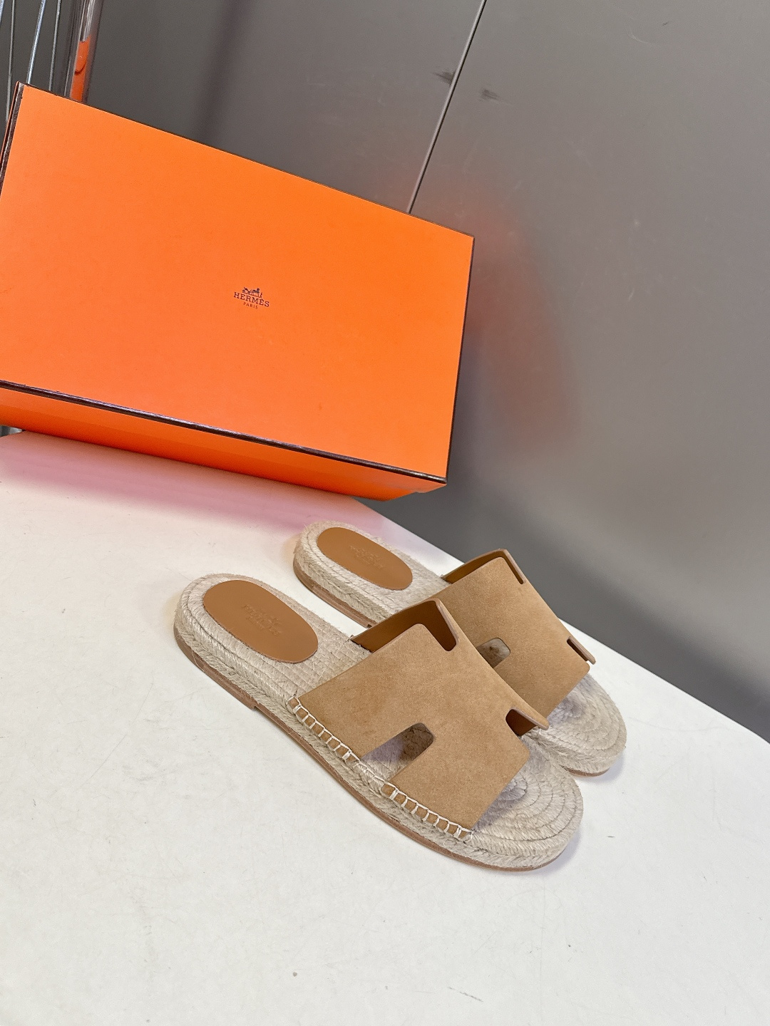 HERMES爱马仕春夏最新情侣款Antigua草编鞋 H拖鞋 超多明星网红种草 夏天必备 麂皮山羊皮草编