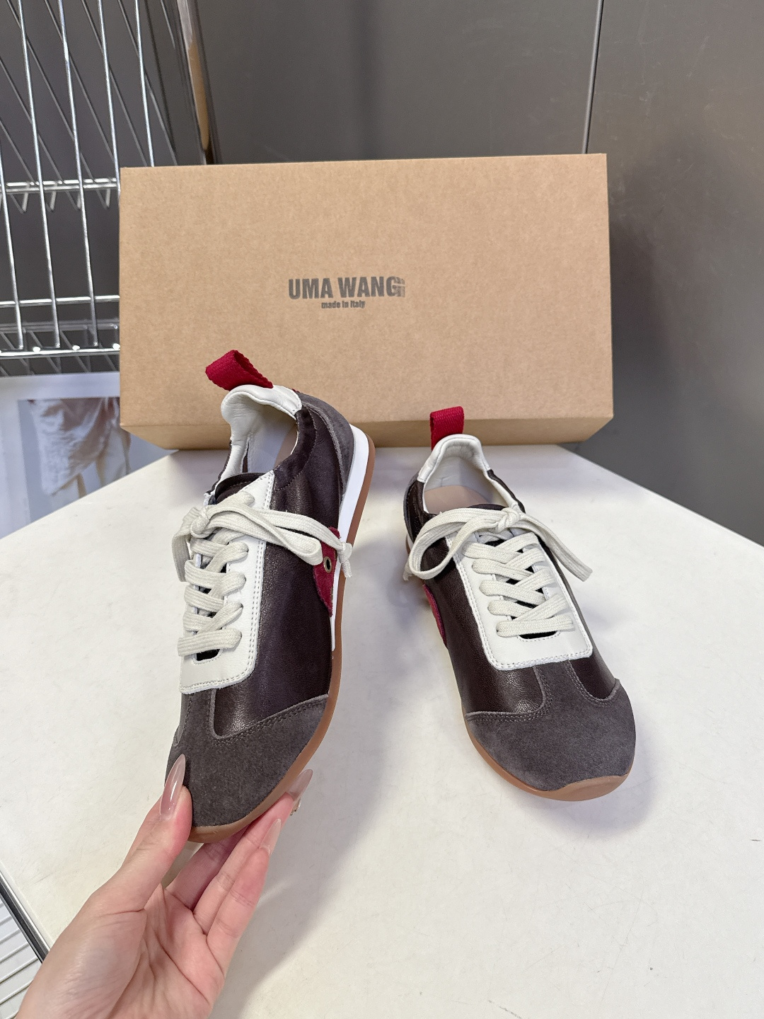 UMA WANG2026春夏最新款复古绑带 德训鞋 休闲鞋超多明星网红种草 内衬为细腻小羊皮，触感亲肤且