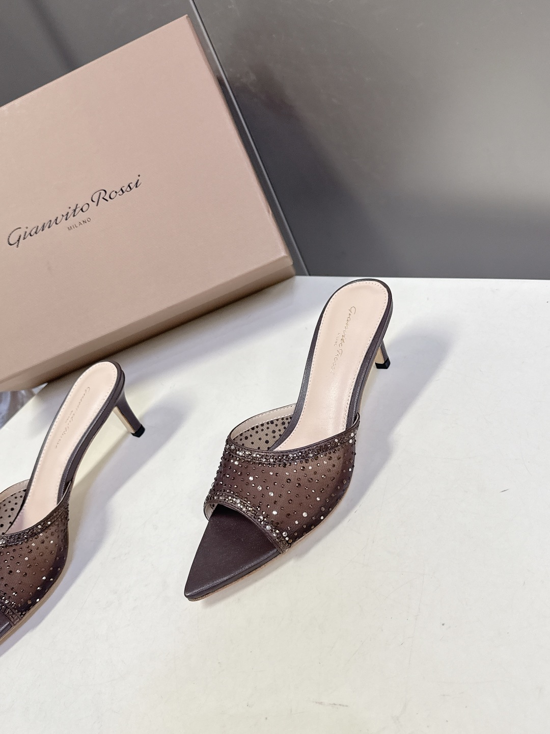 吉安维托·罗西Gianvito rossi 春夏最新款水晶鞋 仙女鞋 超多明星网红种草 鞋面进口高透气网