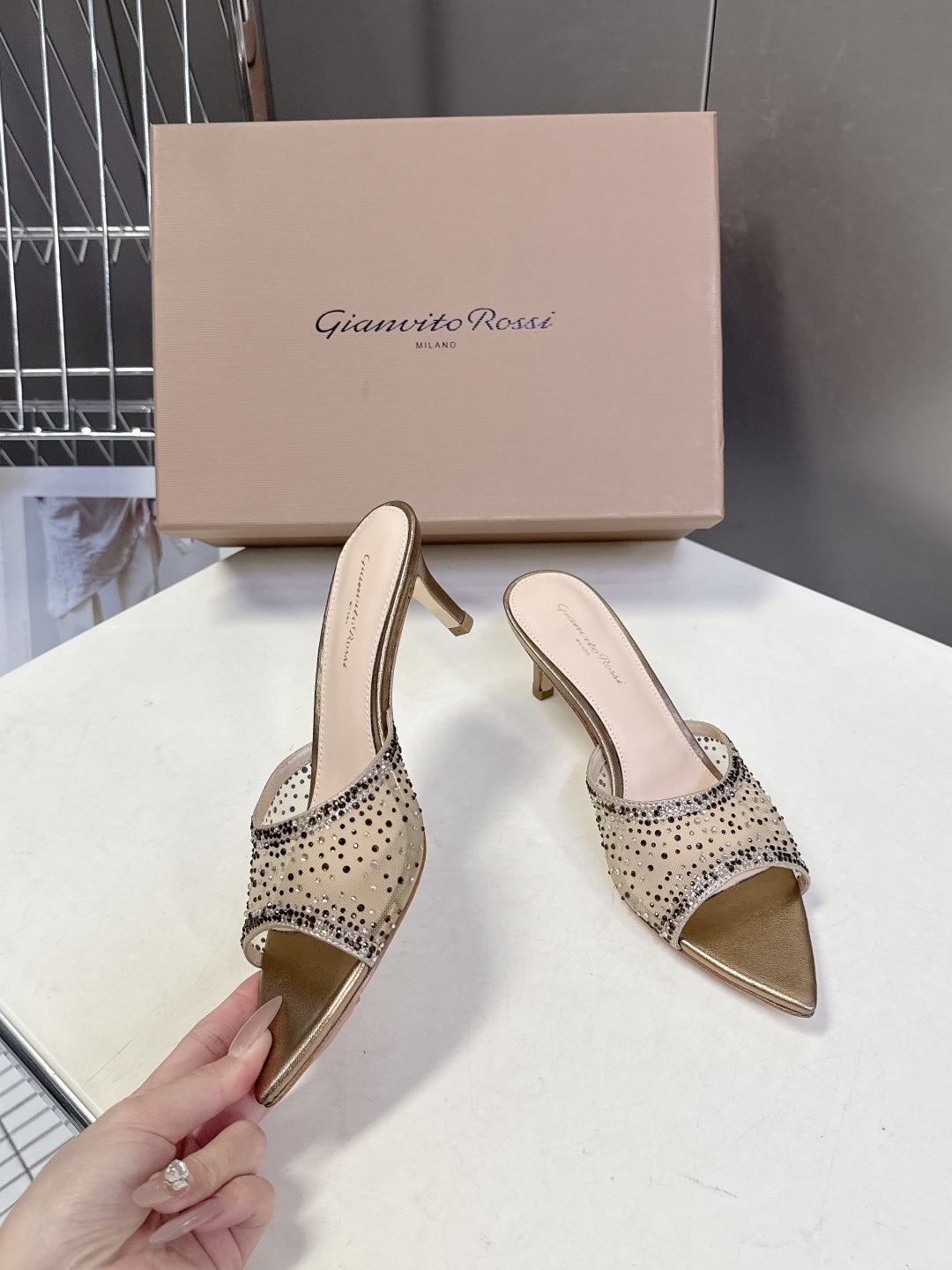 吉安维托·罗西Gianvito rossi 春夏最新款水晶鞋 仙女鞋 超多明星网红种草 鞋面进口高透气网