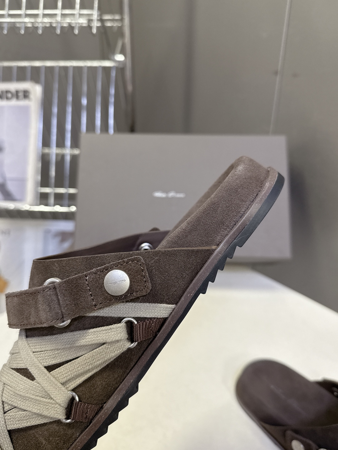 Rickowens 欧文斯疯狂绑带情侣款拖鞋 麂皮黑色 年度“鞋王”区分市面所有版本 纯手工打造纯原，非