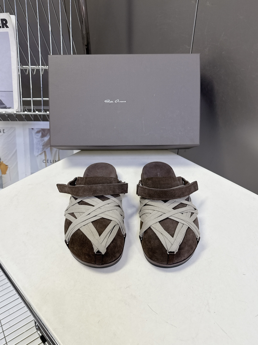 Rickowens 欧文斯疯狂绑带情侣款拖鞋 麂皮黑色 年度“鞋王”区分市面所有版本 纯手工打造纯原，非