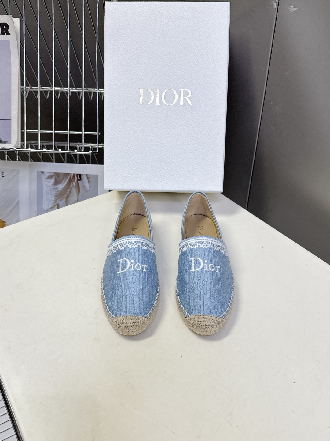 Dior Dior迪奥春夏最新款蕾丝款草编渔夫鞋
