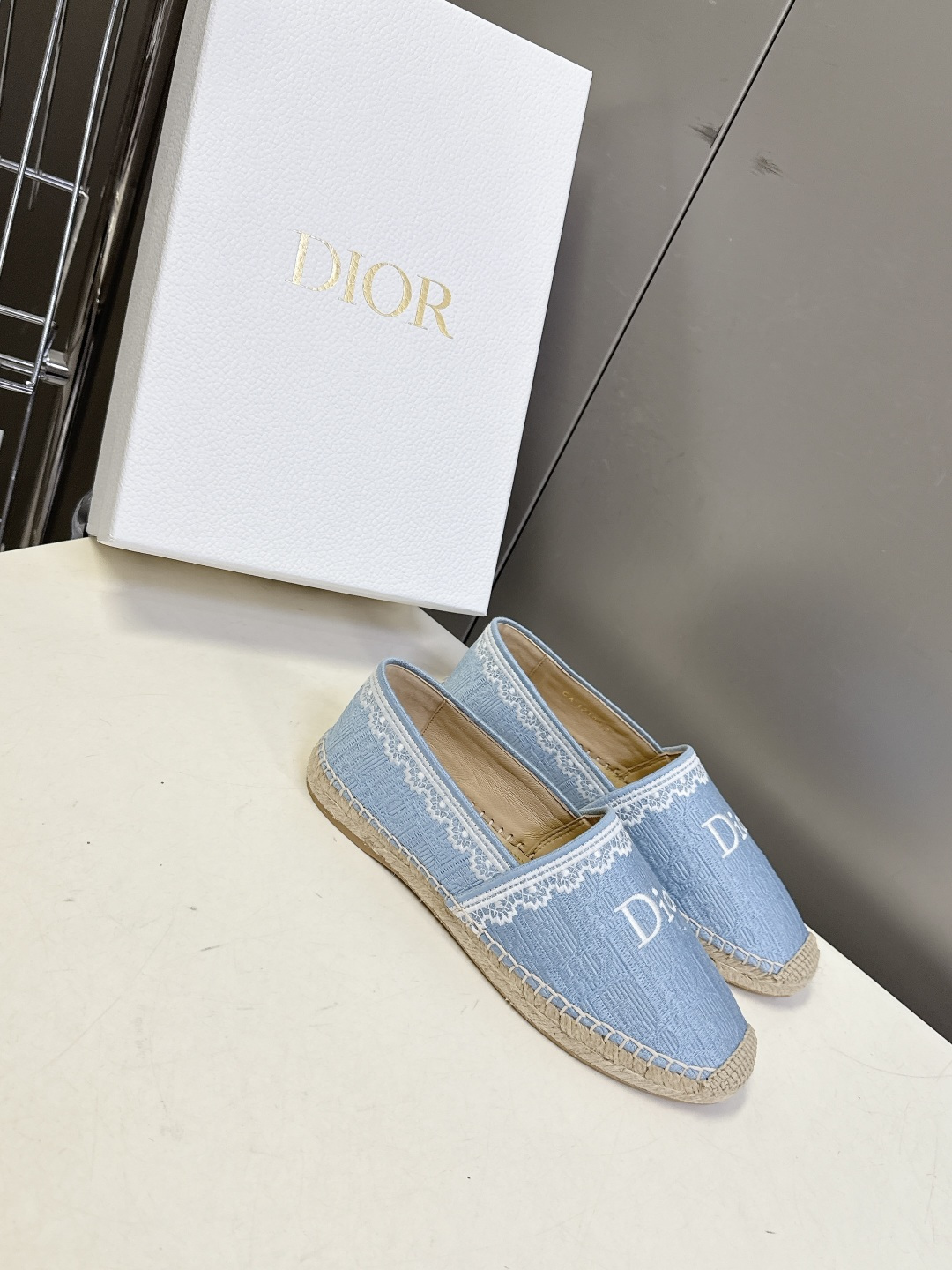Dior Dior迪奥春夏最新款蕾丝款草编渔夫鞋