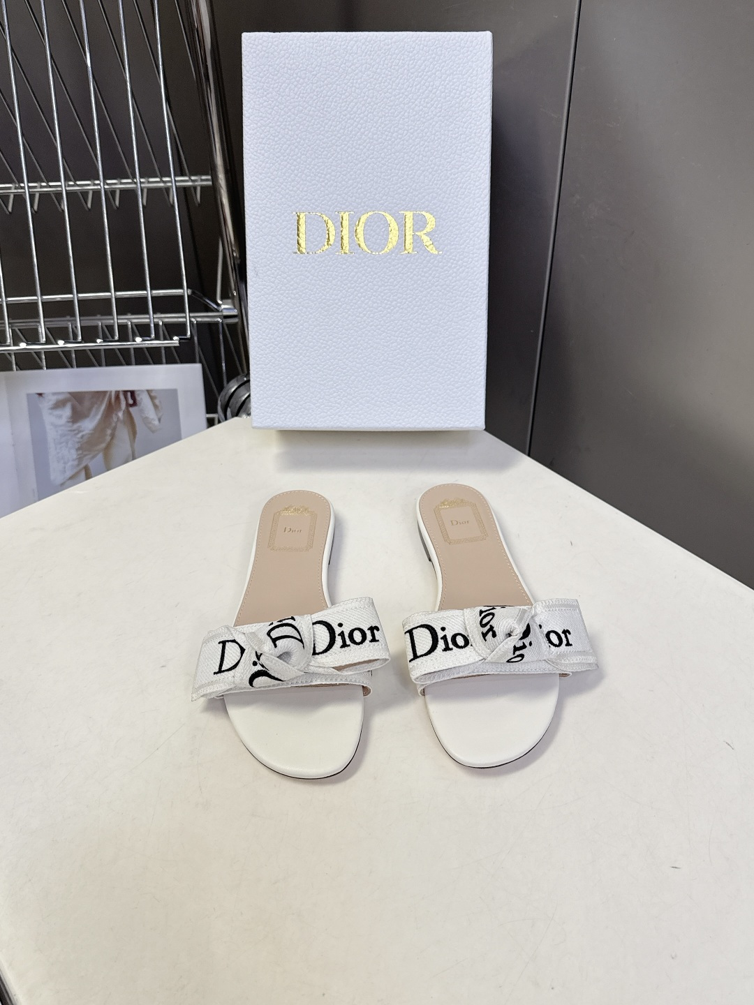 Dior 迪奥Dior春夏最新款蝴蝶结平底凉拖