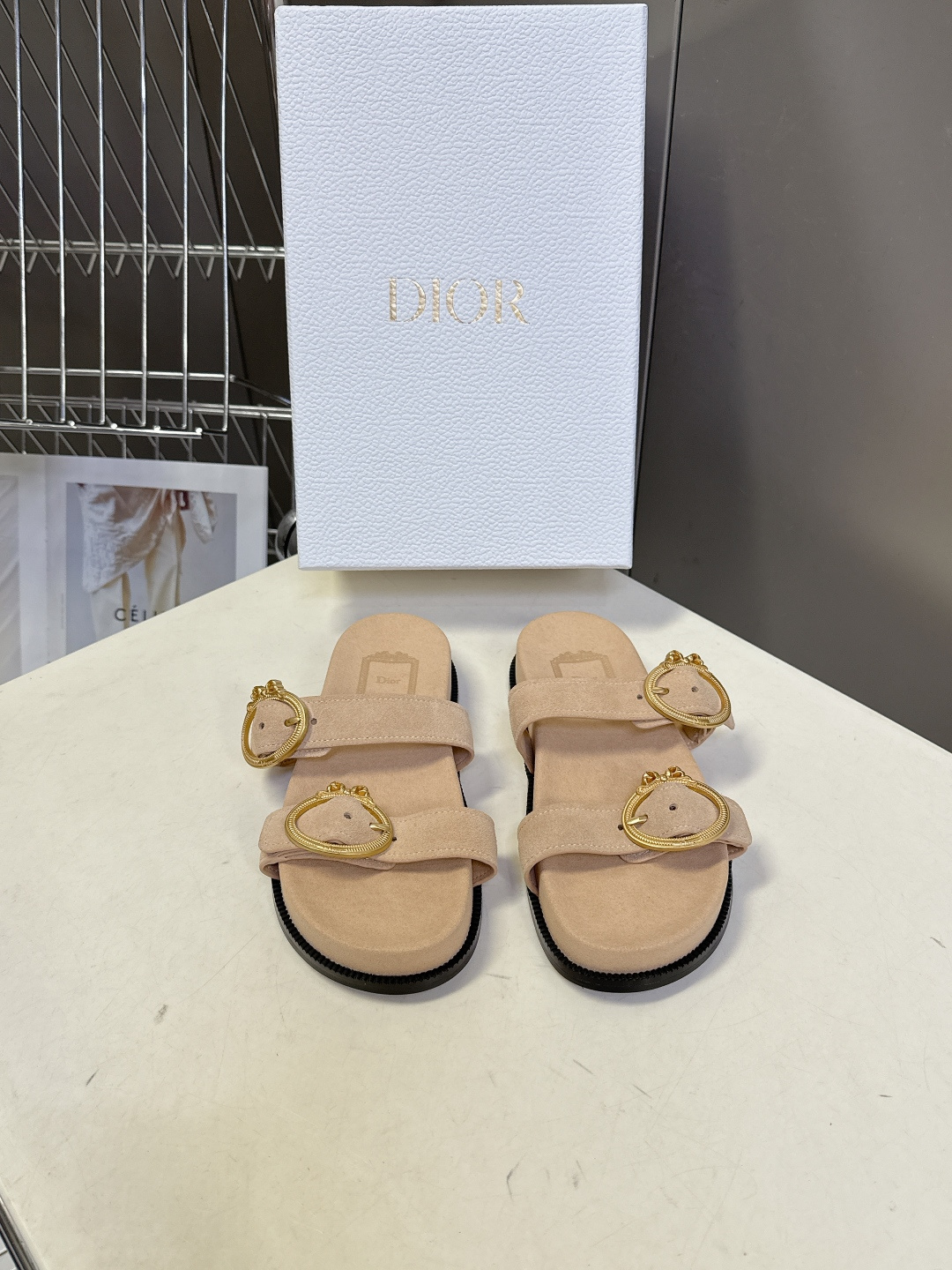 Dior DIOR迪奥春夏最新款双带金扣凉拖鞋