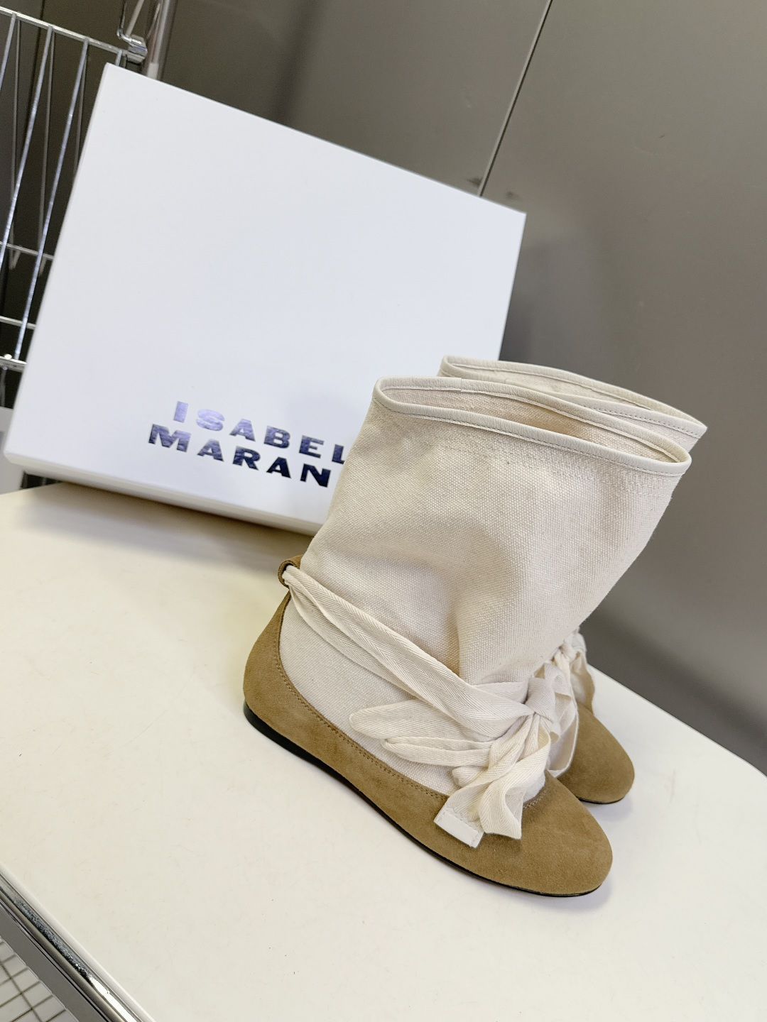 Isabel Marant伊莎贝尔帆布绑带平底堆堆短靴超多明星网红种草 法式松弛感休闲平底中筒靴 是品牌