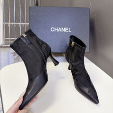 CHANEL香奈儿最新款网纱全皮拼接刺绣尖头短靴 超多明星网红种草 秋冬精致通勤款 利落尖头搭配复古喇叭小猫跟 跟高7C CHANEL香奈儿最新款网纱全皮拼接刺绣尖头短靴 超多明星网红种草 秋冬精致通勤款 利落尖头搭配复古喇叭小猫跟 跟高7C