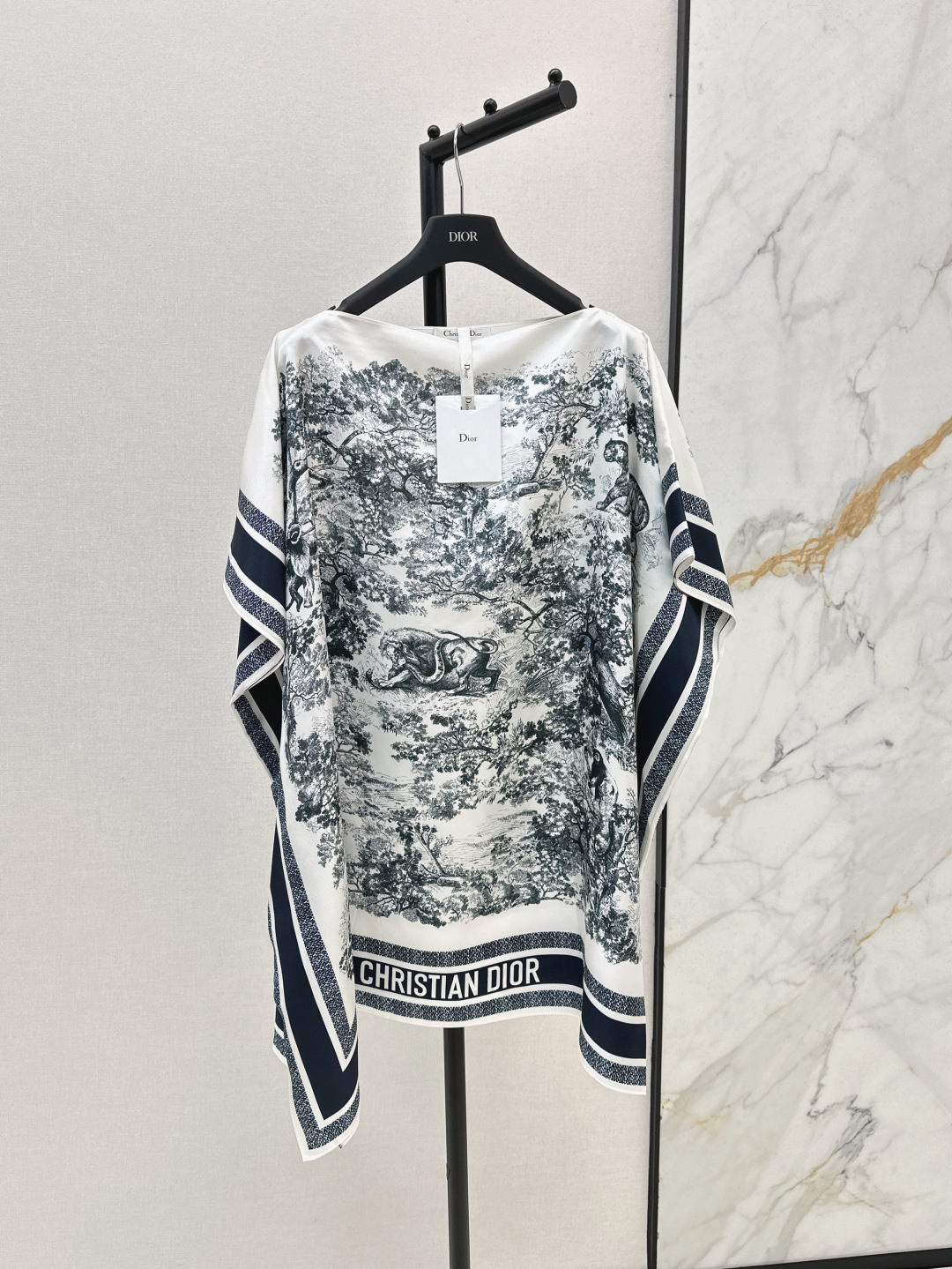 Christian Dior Women's Silk Cape Dress - Elegant Riviera Animal Print