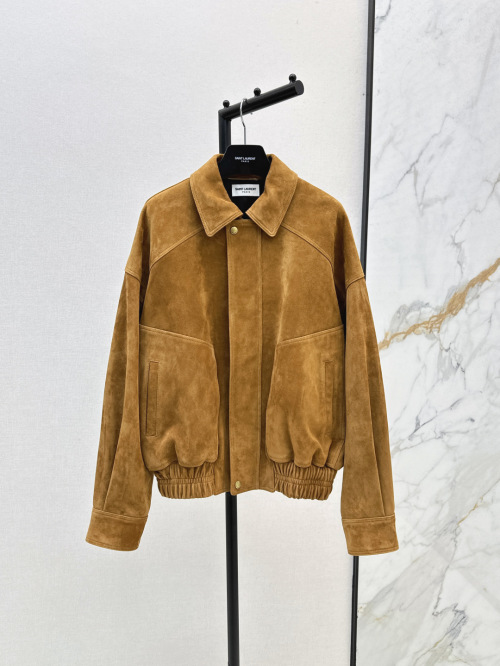 Saint Laurent Suede Lambskin Leather Jacket - Oversized Fit, Autumn Essential 1 Saint Laurent Suede Lambskin Leather Jacket - Oversized Fit, Autumn Essential