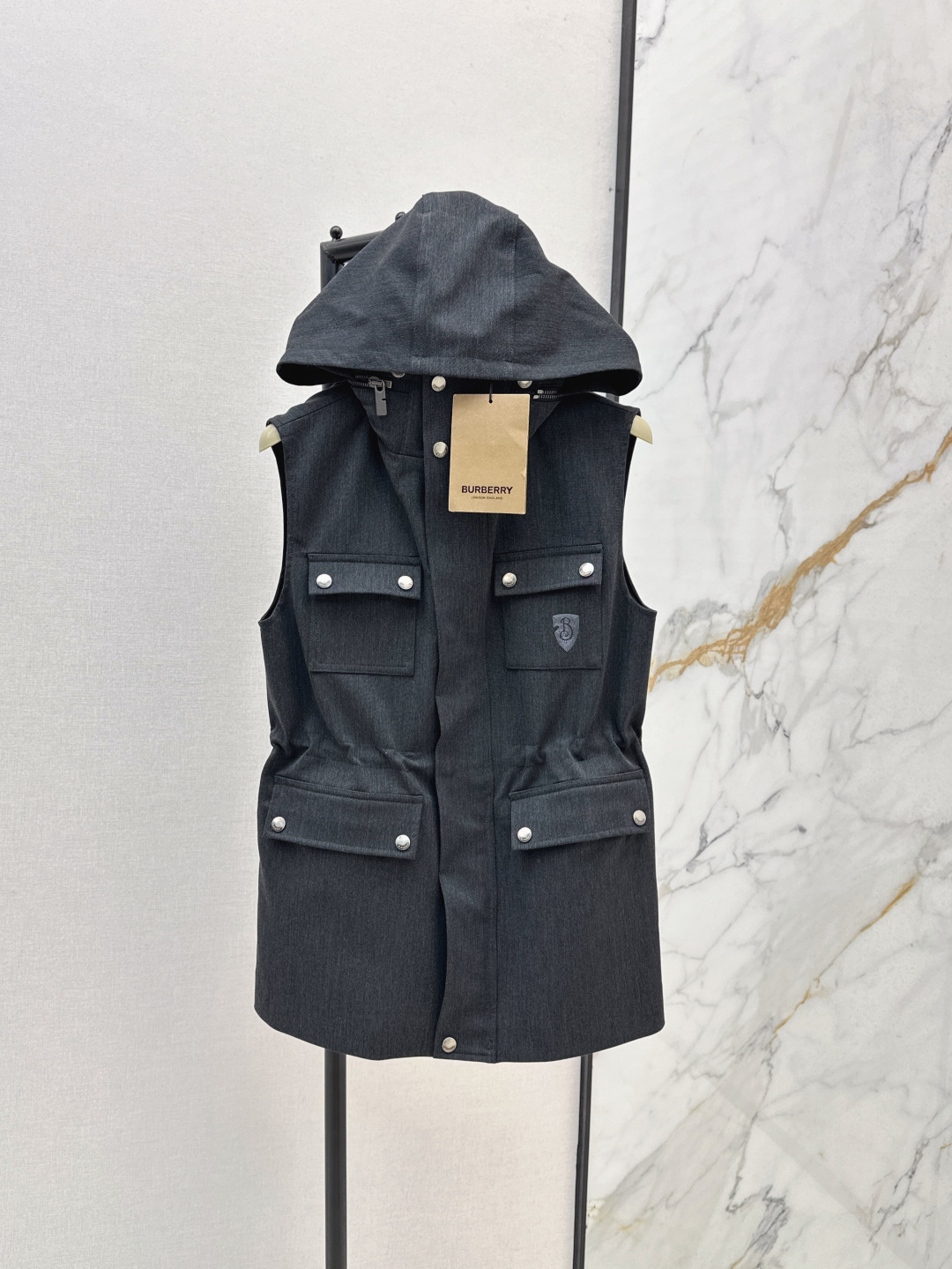 Burberry 25SS Logo Geborduurde Capuchon Gilet - Stijlvol en Comfortabel