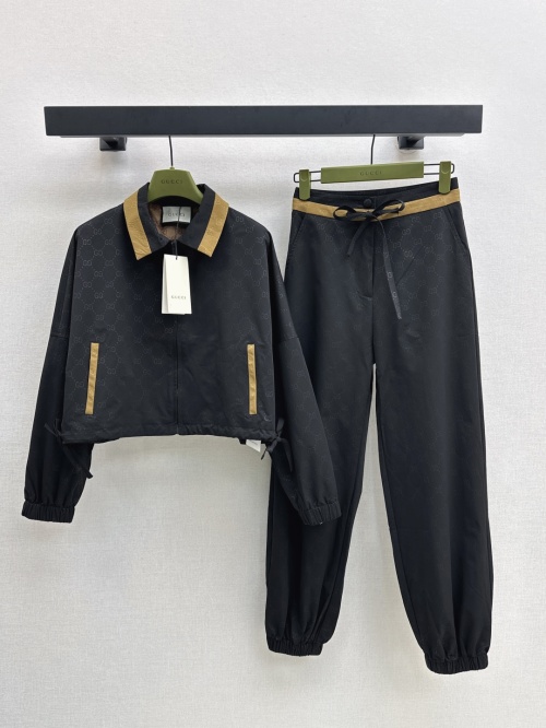 Gucci Women's Black Monogram Jacket and Pants Set, Trendy Autumn Outfit 1 Gucci Women's Black Monogram Jacket and Pants Set, Trendy Autumn Outfit