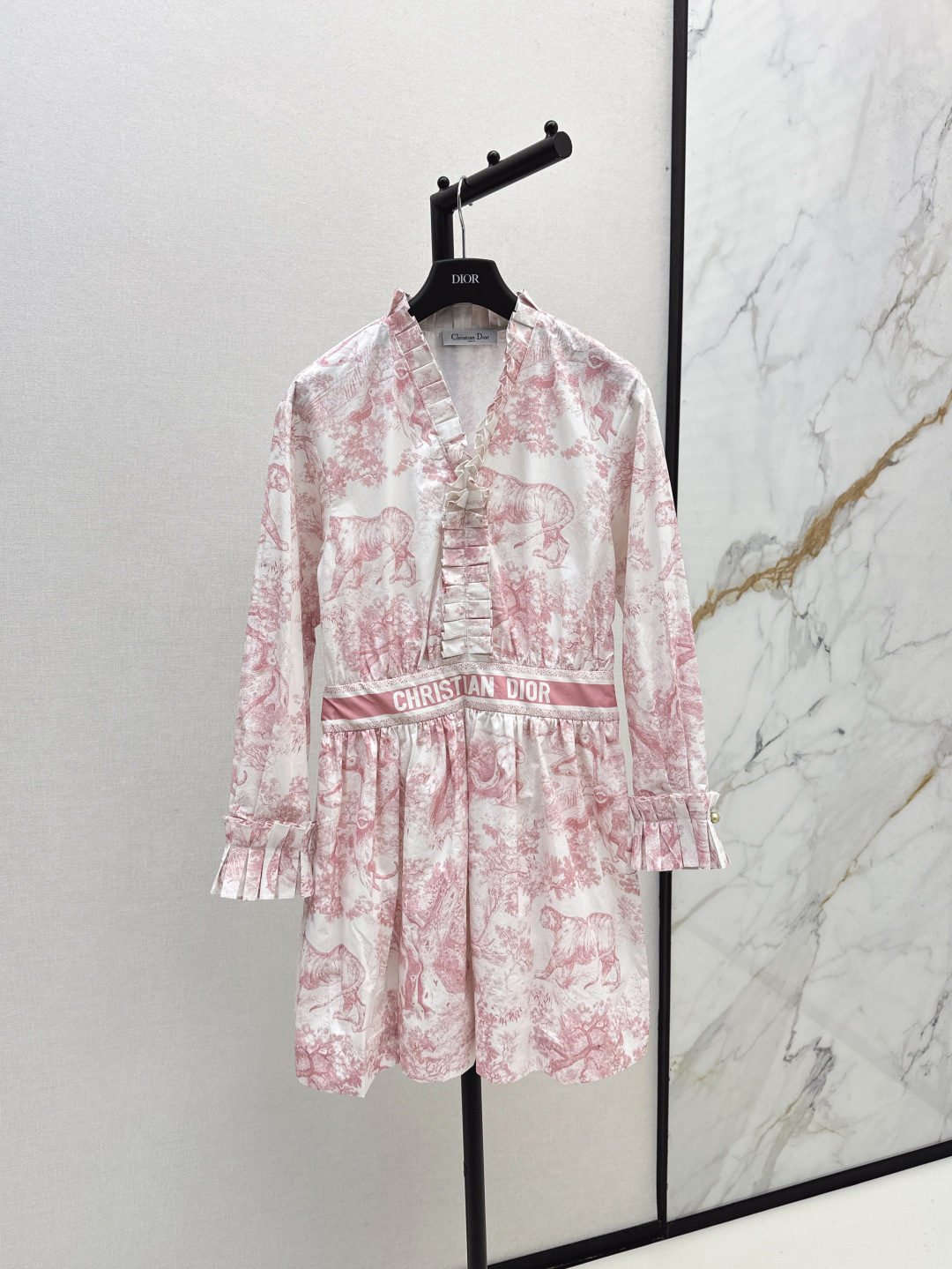 Dior Floral Print Cotton Mini Dress with Ruffle Detailing - Elegant & Chic