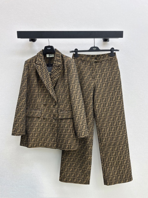 Fendi Double F Jacquard Blazer and Pants Set - Iconic Designer Style 1 Fendi Double F Jacquard Blazer and Pants Set - Iconic Designer Style