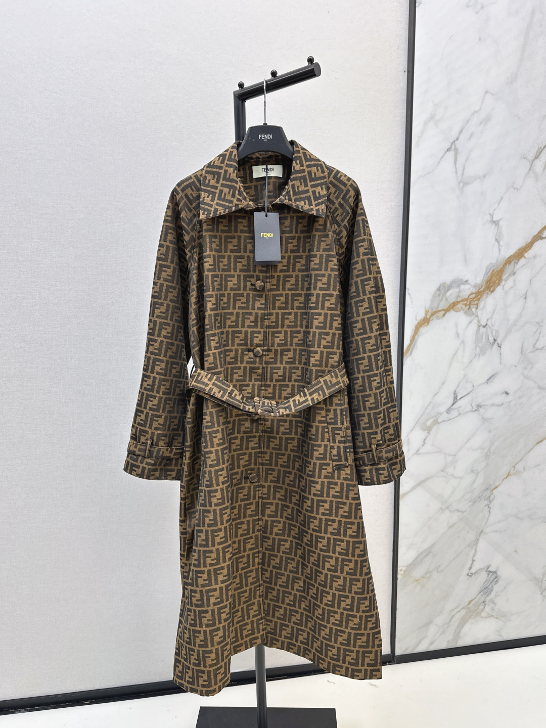 Fendi Double F Jacquard Longline Trench Coat with Belted Waist 1 cmp i1755644578571 8474 0 0