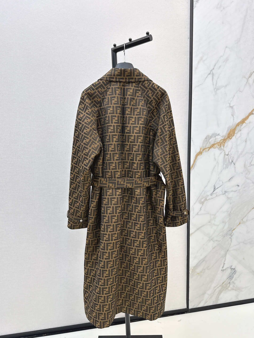 Fendi Double F Jacquard Longline Trench Coat with Belted Waist 9 cmp i1755644578575 222 0 8