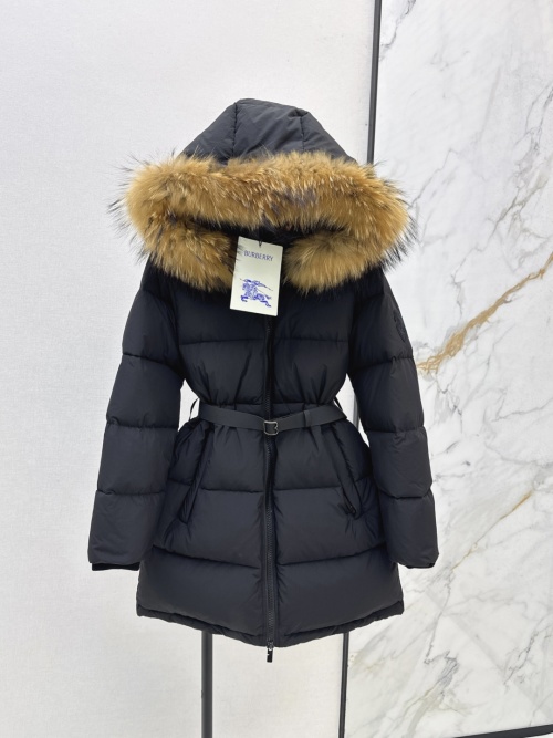 Burberry Women's Down Puffer Coat with Fur Hood, Belted Waist - Stylish & Warm 1 Burberry Women's Down Puffer Coat with Fur Hood, Belted Waist - Stylish & Warm