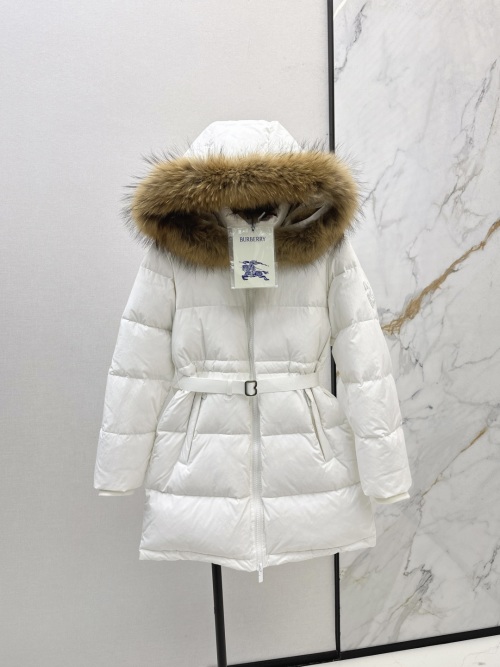 Burberry Women's Belted Down Puffer Coat with Fur Hood - Stylish and Warm 1 Burberry Women's Belted Down Puffer Coat with Fur Hood - Stylish and Warm
