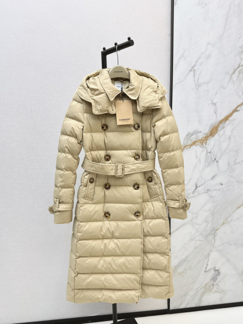 Burberry Women's Double-Breasted Hooded Long Down Puffer Coat Winter Outerwear 1 Burberry Women's Double-Breasted Hooded Long Down Puffer Coat Winter Outerwear
