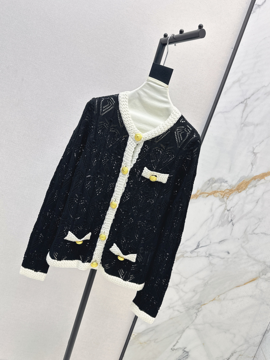 Bal 25Ss Women's Color Block Hollow Knit Cardigan Autumn New Collection 3 cmp i1756461600965 4675 0 1