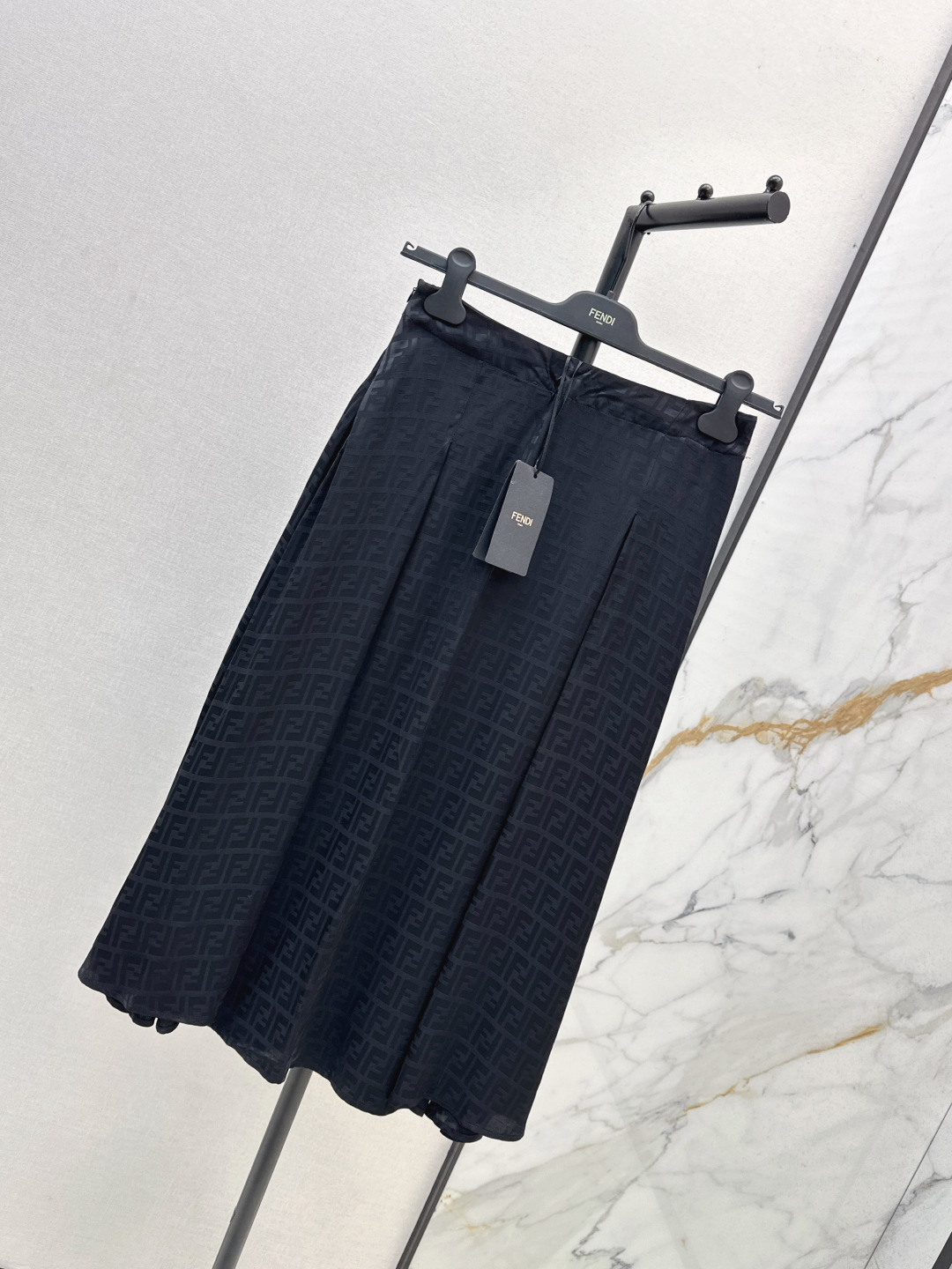Fendi Women's Black Logo Jacquard Pleated Midi Skirt - Elegant and Chic 3 cmp i1756463242526 8982 0 1