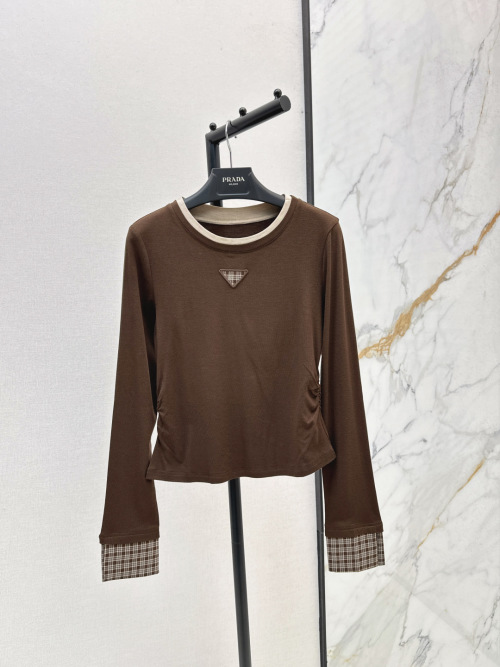 Prada Women's Long Sleeve Layered Look Top - Stylish & Comfortable 1 Prada Women's Long Sleeve Layered Look Top - Stylish & Comfortable