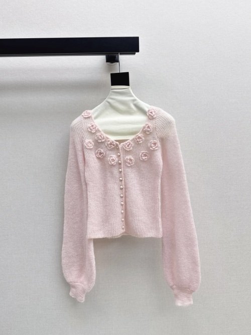 Elegant Floral Knit Cardigan Women's Long Sleeve Knitwear, Soft Pink 1 Elegant Floral Knit Cardigan Women's Long Sleeve Knitwear, Soft Pink