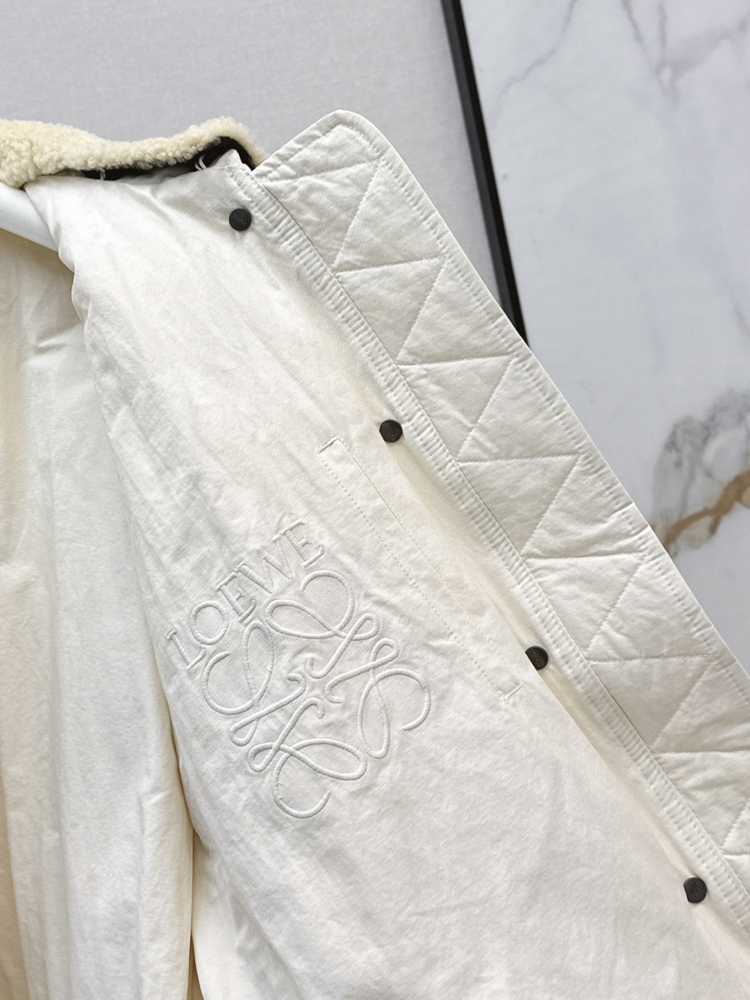 Loewe Women's White Lambswool Collar Padded Puffer Jacket Winter Coat 8 cmp i1756466924063 6601 0 6