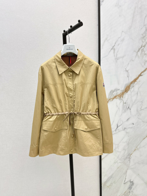 Moncler Women's Beige Drawstring Waist Windbreaker Jacket - Stylish Outerwear 1 Moncler Women's Beige Drawstring Waist Windbreaker Jacket - Stylish Outerwear